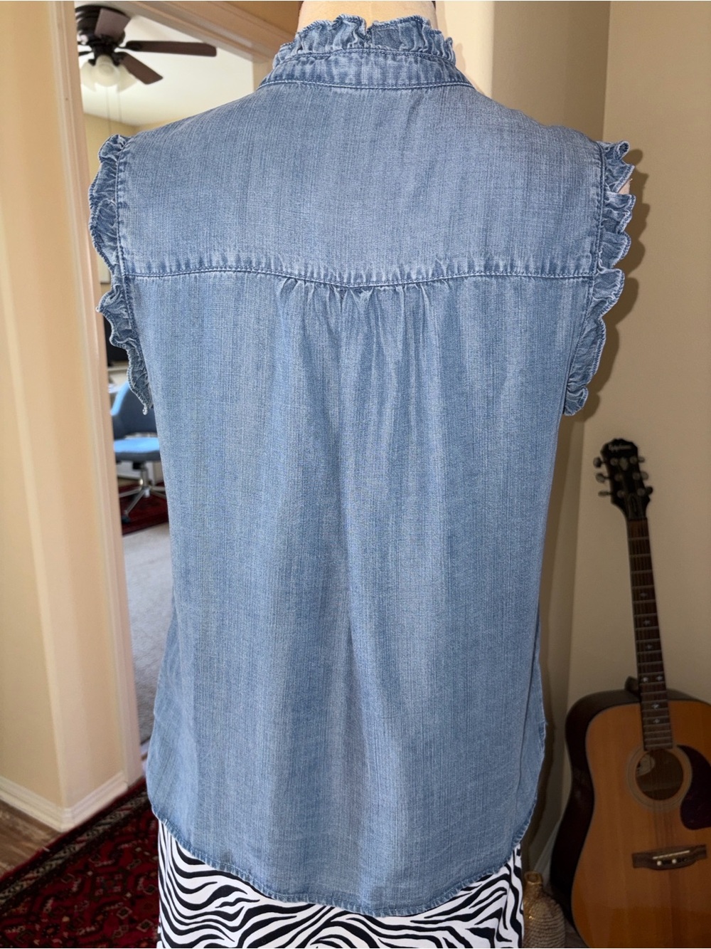 Velvet Heart Ruffled Denim Blouse - Picture 3 of 9